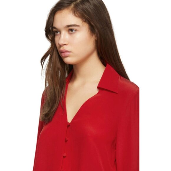 Fendi Embroidered button down shirt in red silk crepe de chine - Picture 4 of 16